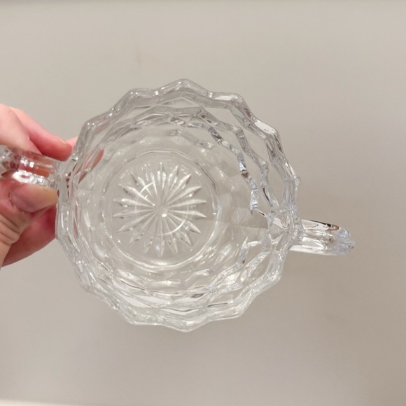 Fostoria American Clear Glass Cubed Open Sugar Bowl 2 Handles 3-1/4" - Picture 5 of 5